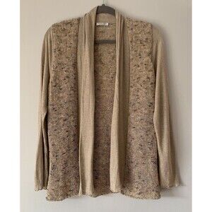 FLORA FEDI Knit Open End Cardigan Sweater Linen Bland Size Small